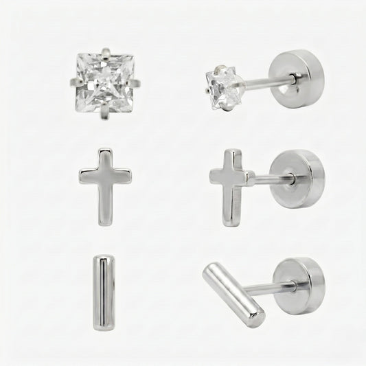 Simply Yours Flat Back Earrings 3 Piece Set - EVRYJEWELS