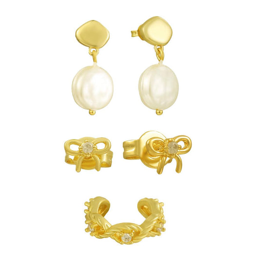 Low-Key Luxe Bundle: 3 Piece Earring and Cuff Bundle - EVRYJEWELS