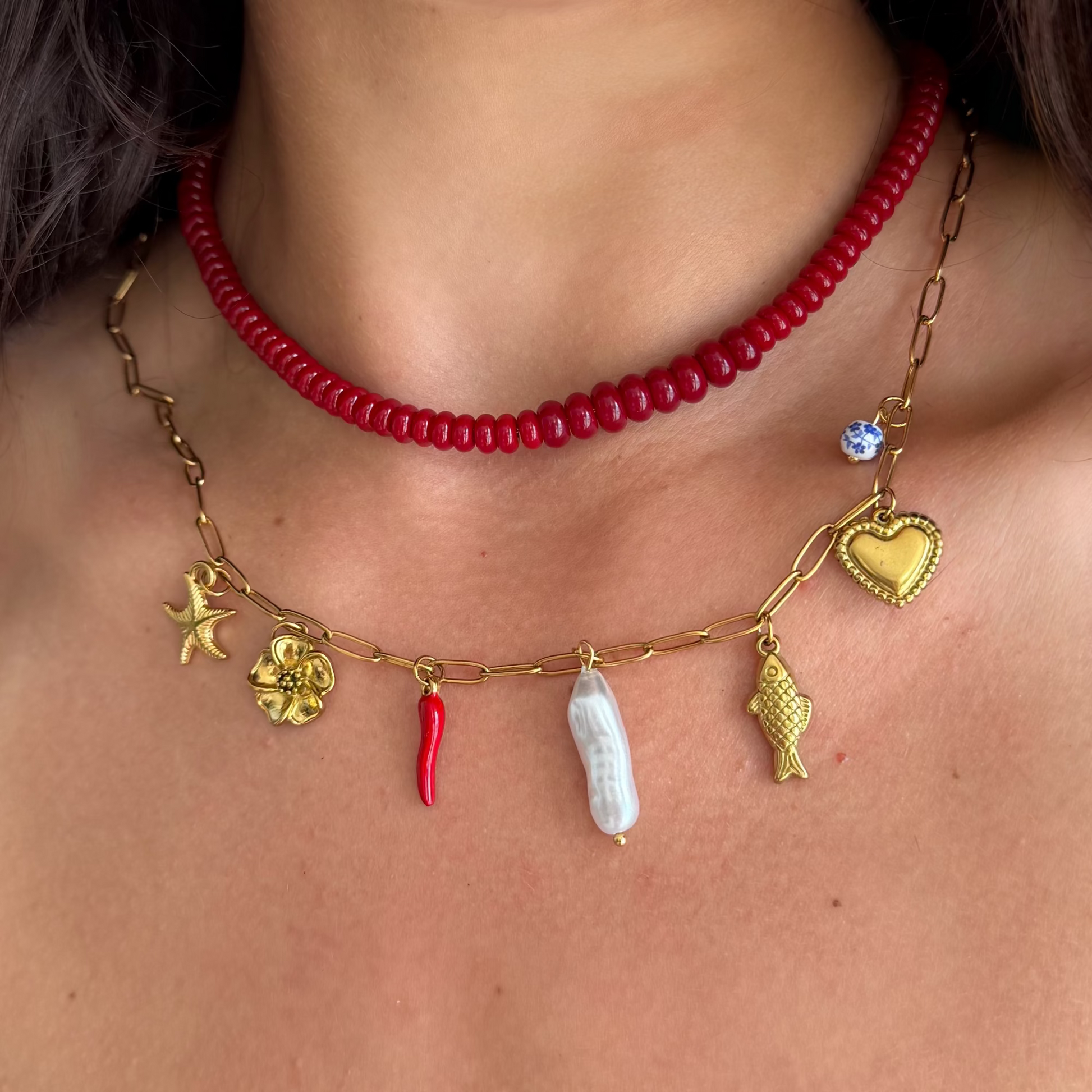 Scarlet Glow Beaded Necklace - EVRYJEWELS