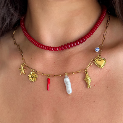 Scarlet Glow Beaded Necklace - EVRYJEWELS