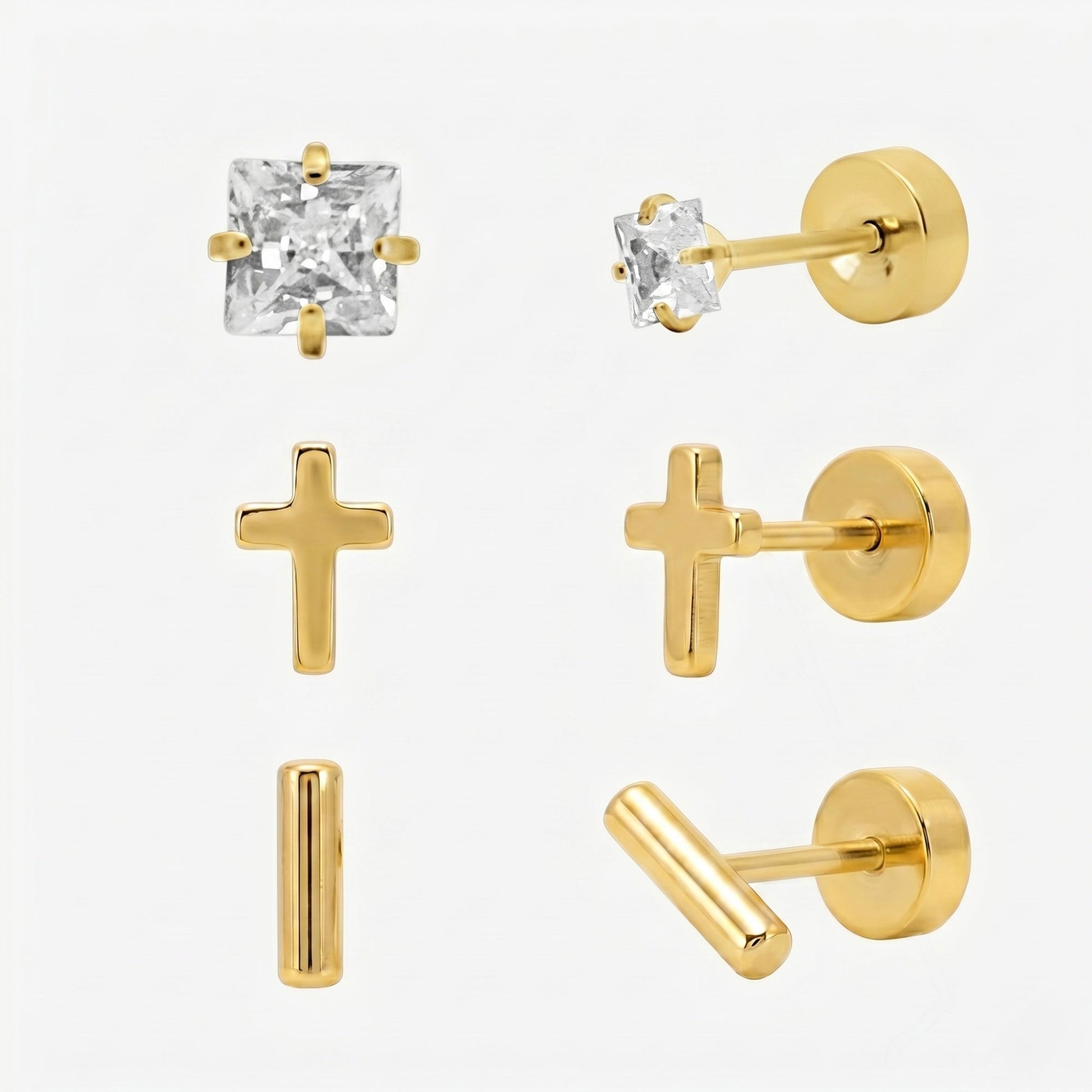 Simply Yours Flat Back Earrings 3 Piece Set - EVRYJEWELS