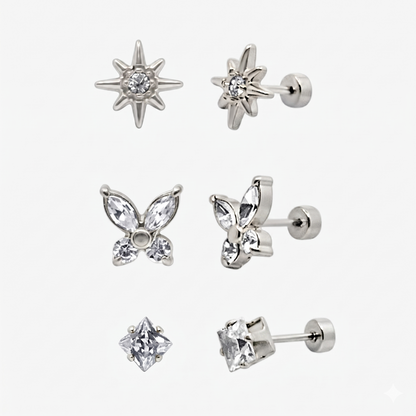Eternal Twinkle 3 Pack Flat Back Earrings Set - EVRYJEWELS