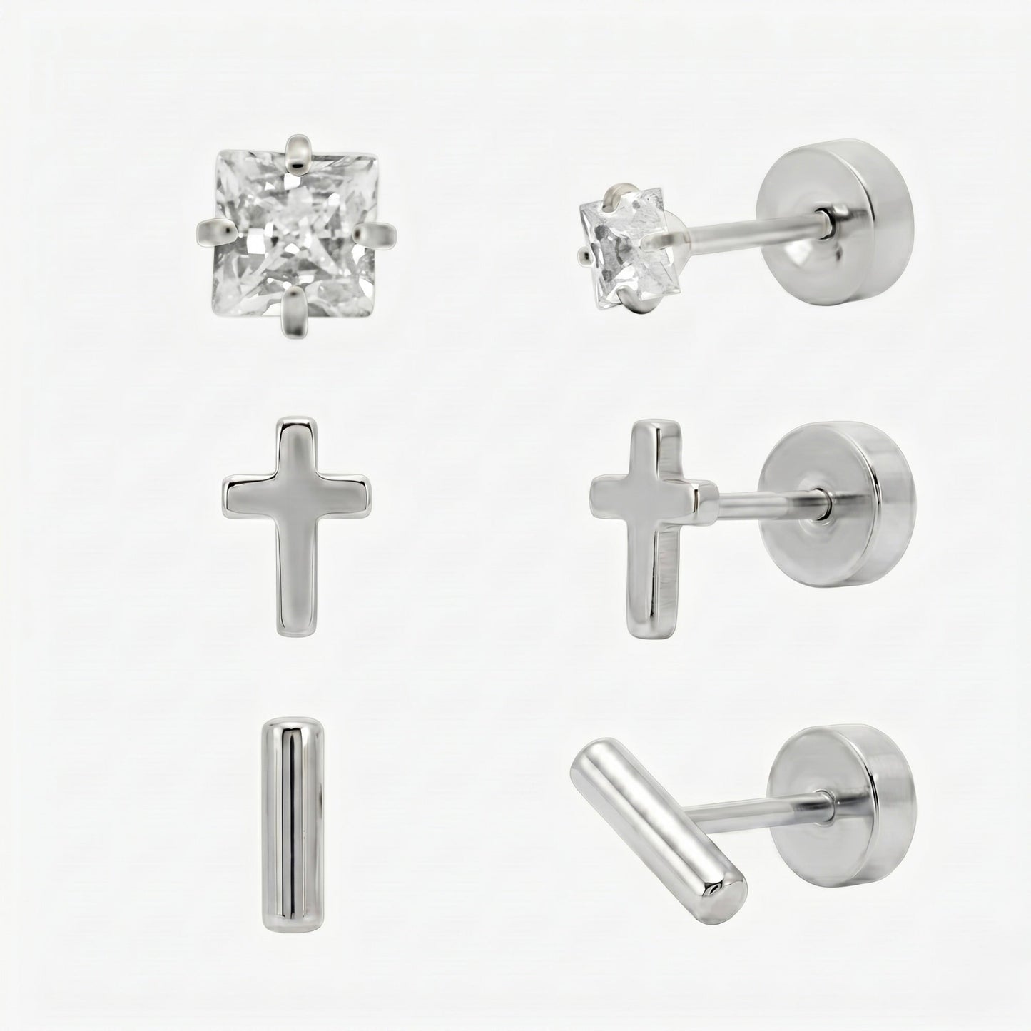 Simply Yours Flat Back Earrings 3 Piece Set - EVRYJEWELS