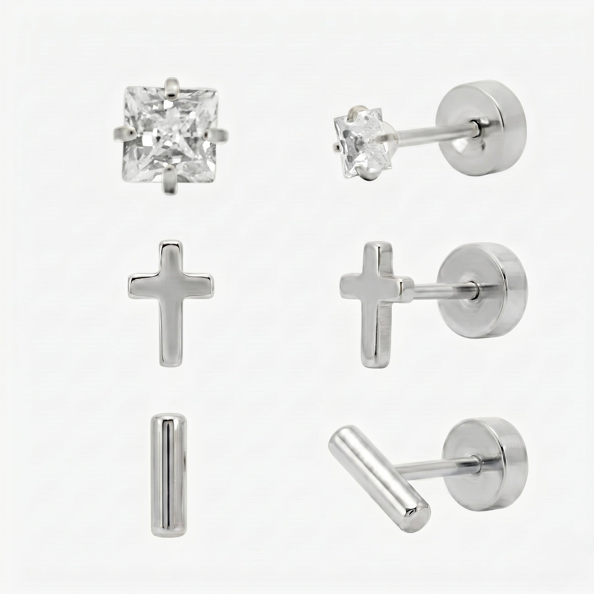 Simply Yours Flat Back Earrings 3 Piece Set - EVRYJEWELS