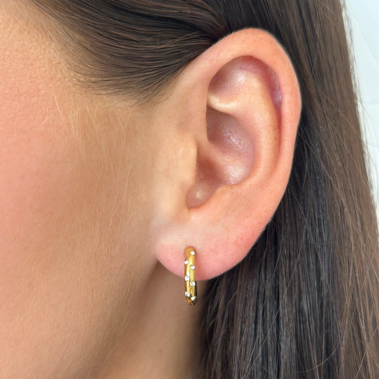 Crystal Dot Hoop Earrings - EVRYJEWELS