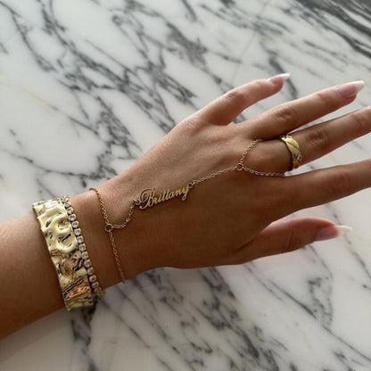 Custom/Personalized Name Plate Hand Chain - EVRYJEWELS