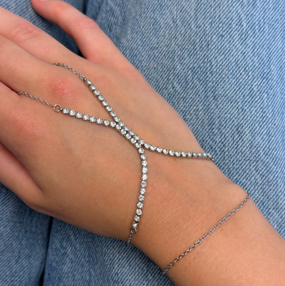 Frosted Tennis Hand Chain - EVRYJEWELS
