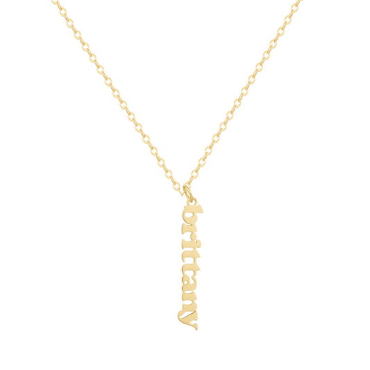 Custom/Personalized Mini Vertical Charm Nameplate Necklace - EVRYJEWELS